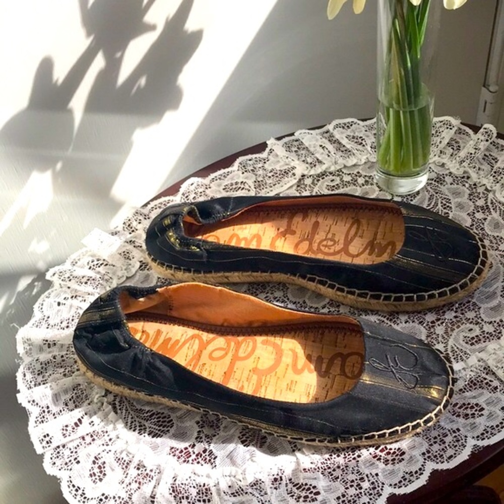 Sam Edelman Jesse Espadrilles Black Gold sz 9.5